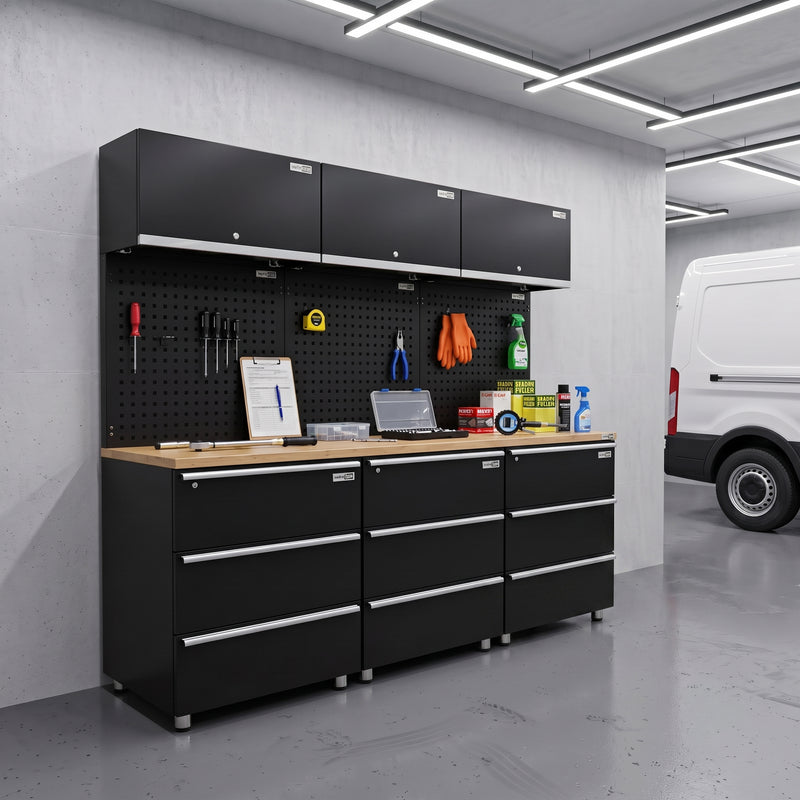 UltraTools 2030mm x 480mm x 1870mm Black Workshop Garage Storage Cabinet Set