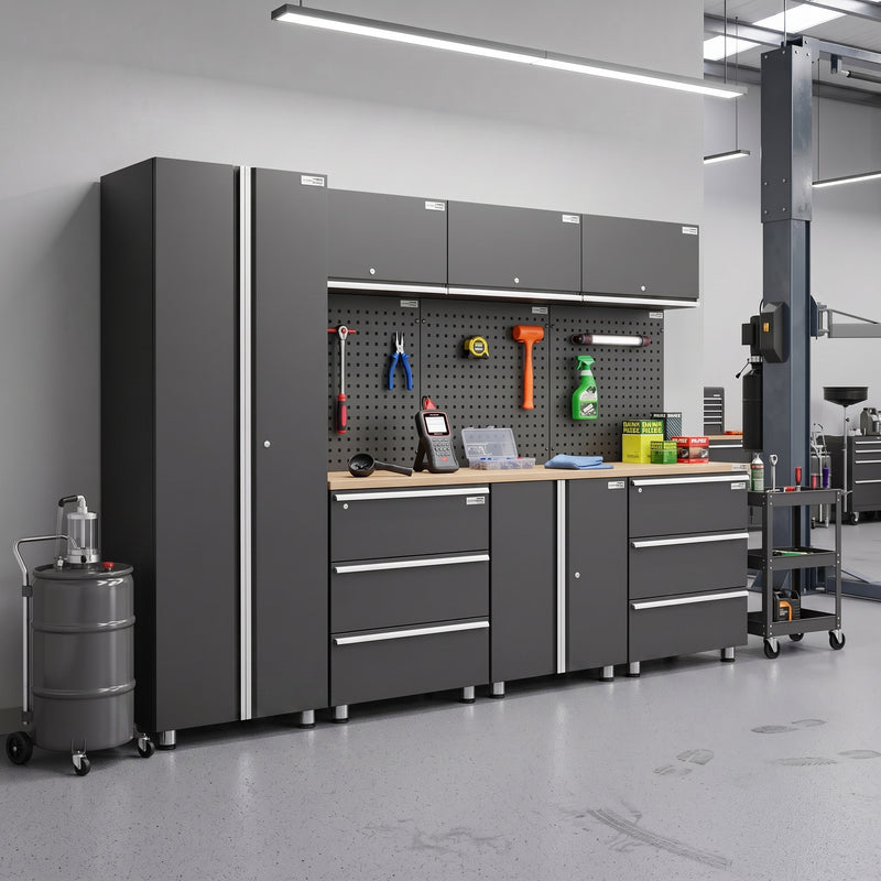 UltraTools 2710mm x 500mm x 1870mm Black Workshop Garage Storage Cabinet Set