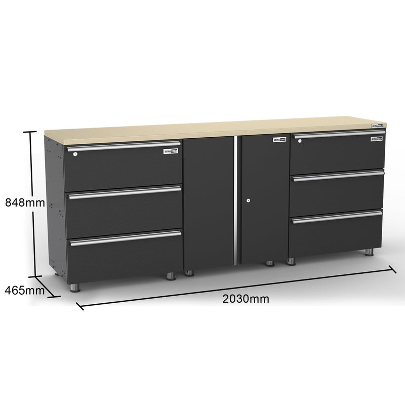 UltraTools 2030mm x 465mm x 848mm Black Workshop Garage Storage Workbench