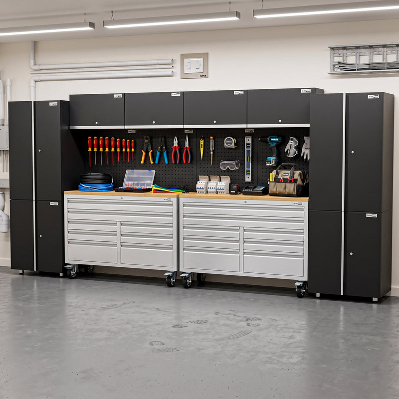 Mobile 8 Drawers Tool Chest With Storage Cabinets - UltraTools 4062mm x 480mm x 1964mm Stainless Steel 52"