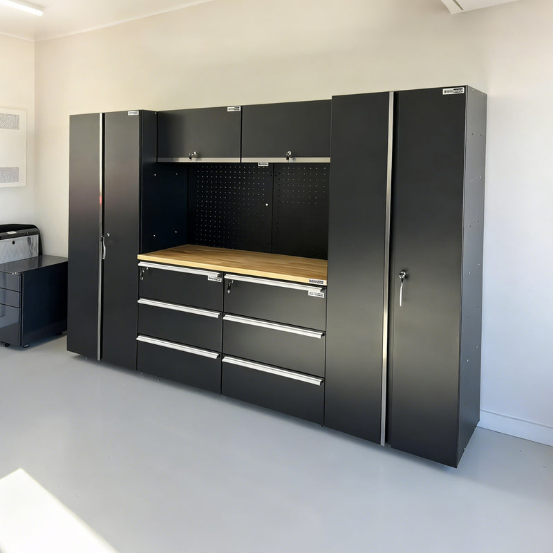 UltraTools 2704mm x 500mm x 1870mm Black Workshop Garage Storage Tall Cabinet Set