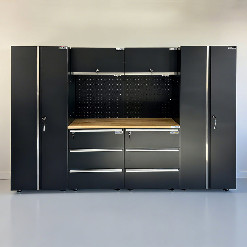 UltraTools 2704mm x 500mm x 1870mm Black Workshop Garage Storage Tall Cabinet Set