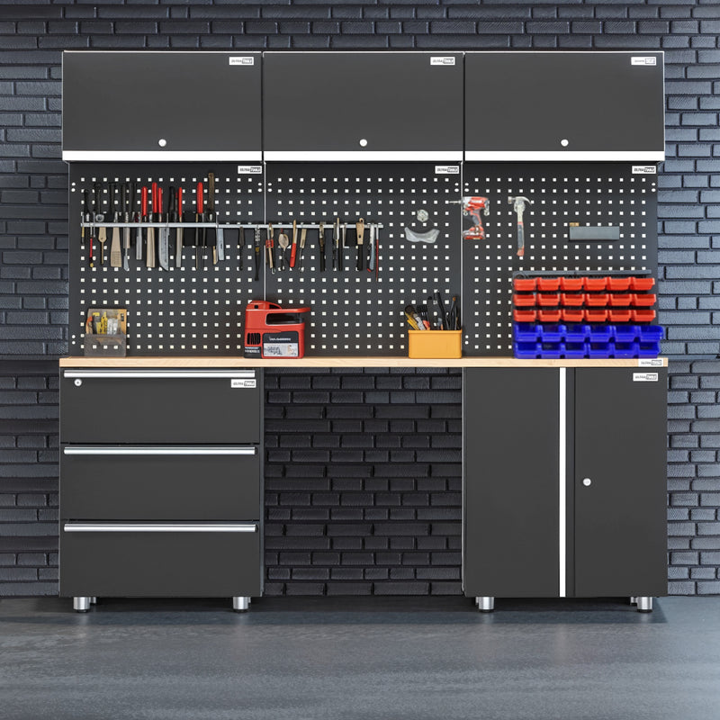 UltraTools 2030mm L x 500mm W x 1870mm H Black Workshop Garage Storage Cabinet Set
