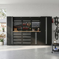 UltraTools 3650mm x 550mm x 2025mm Black Classic Workshop Garage Storage Cabinet Set