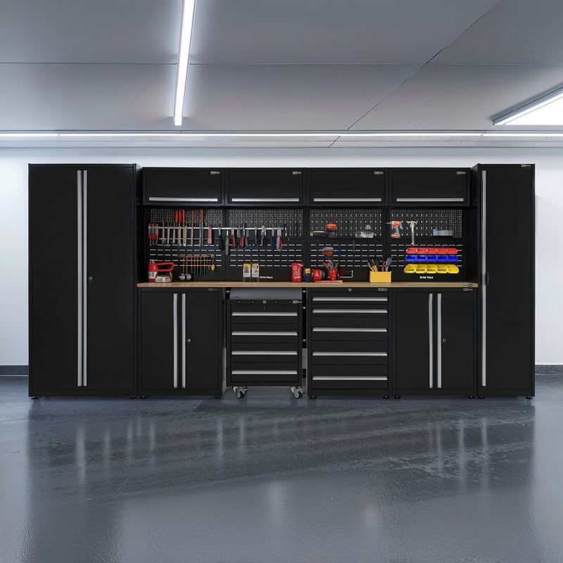 UltraTools 4400mm x 550mm x 2025mm Black Classic Workshop Garage Storage Cabinet Set