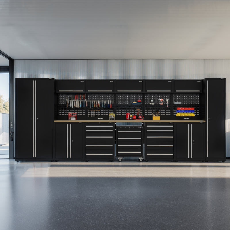 UltraTools 5150mm x 550mm x 2025mm Black Economy Workshop Garage Storage Cabinet Set