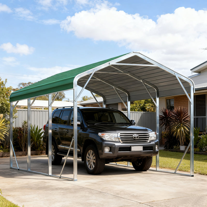 Single Carport 3.4m x 6.03m x 3.27m Backyard Portable Vehicle & Boat Shelter with Wrapped Roof