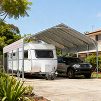 Double Carport 6m x 7.53m x 4.14m Backyard Portable Vehicle & Boat Shelter with Wrapped Roof