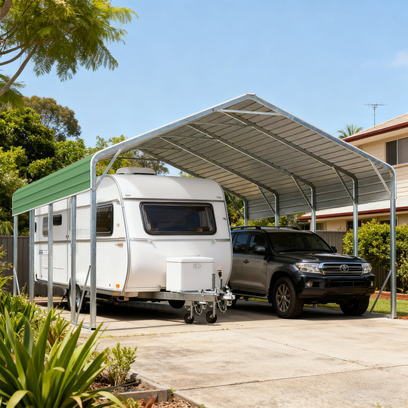 Double Carport 6m x 7.53m x 4.14m Backyard Portable Vehicle & Boat Shelter with Wrapped Roof