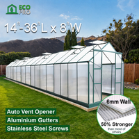 EcoPro 6mm 14-36ft Long x 8ft Wide Greenhouse