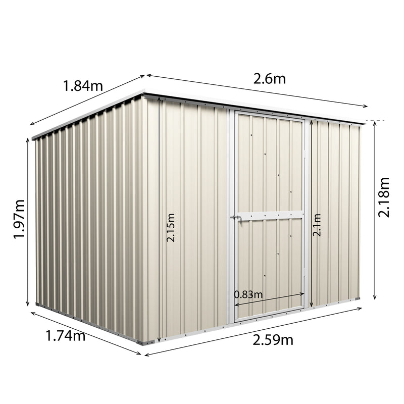 Garden Shed 2.6m x 1.75m x 2.15m