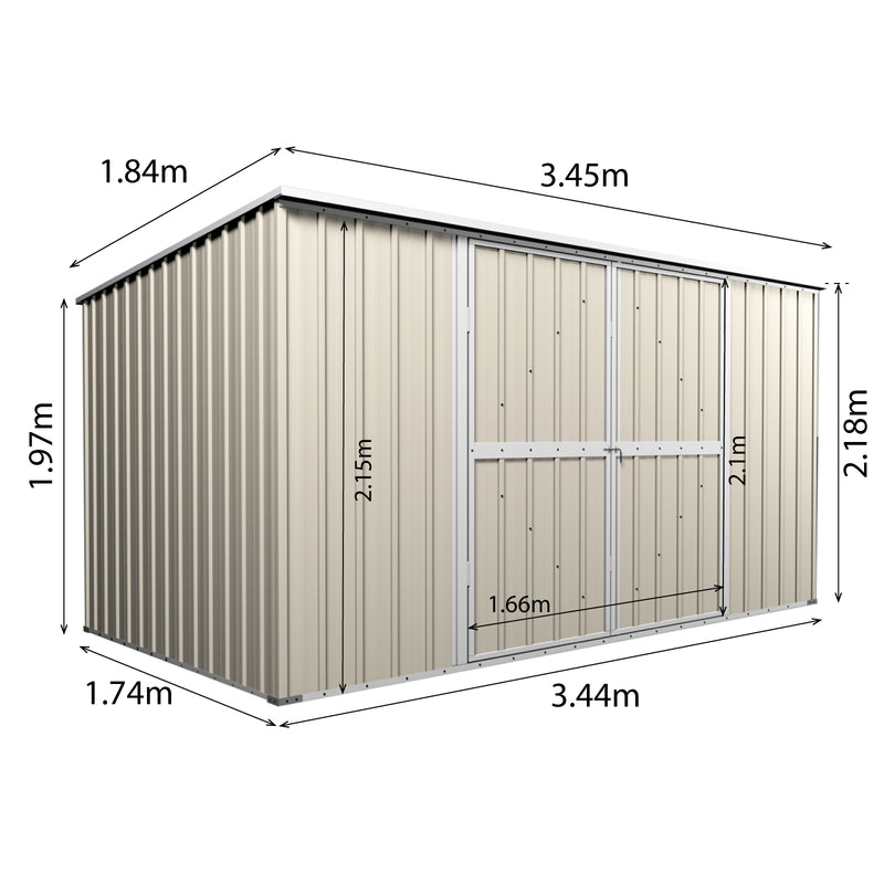 Garden Shed 3.45m x 1.75m x 2.15m Flat Roof