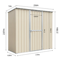Garden Shed 2.6m x 0.9m x 2.15m