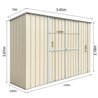 Garden Shed 3.45m x 0.9m x 2.15m