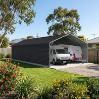 Double Carport 6m Wide x 15.03m Long with Enclosed Side Walls