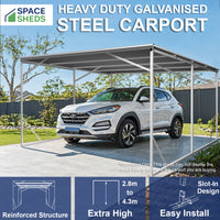 Vehicle Shelter 3.5m x 6m x 2.8m Steel Carport
