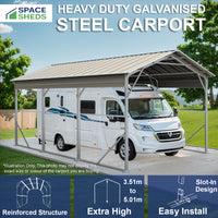 Carport 3.6 x 15.2m x 3.51m (Gable) Backyard Boat Portable Vehicle Shelter