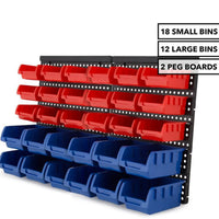 Ultratools 30pcs Wall Mounted Plastic Storage Bins Garage Tool Organiser Parts Trays