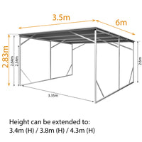 Vehicle Shelter 3.5m x 6m x 2.8m Steel Carport