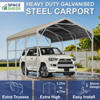 Single Carport 3.4m x 7.53m x 3.27m Backyard Portable Vehicle & Boat Shelter with Wrapped Roof