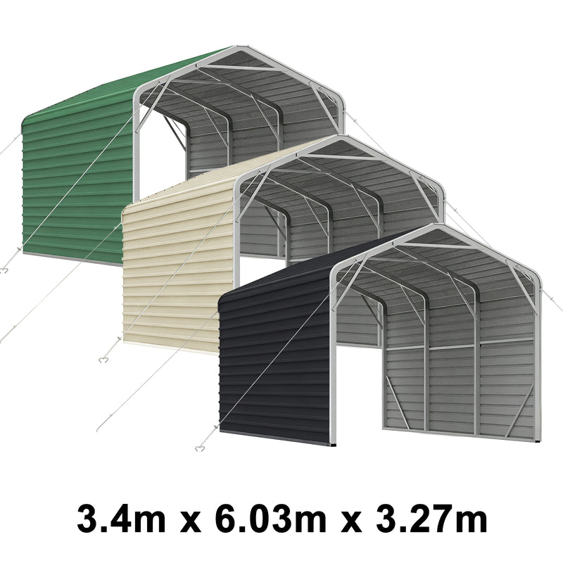 Single Carport 3.4m Wide x 6.03m Long with Enclosed Side Walls