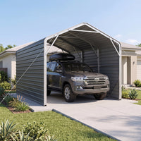 Single Carport 3.4m Wide x 6.03m Long with Enclosed Side Walls - Granite Grey