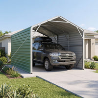 Single Carport 3.4m Wide x 6.03m Long with Enclosed Side Walls - Rivergum Green