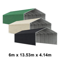 Double Carport 6m Wide x 13.53m Long with Enclosed Side Walls