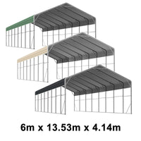 Double Carport 6m x 13.53m x 4.14m Backyard Portable Vehicle & Boat Shelter with Wrapped Roof
