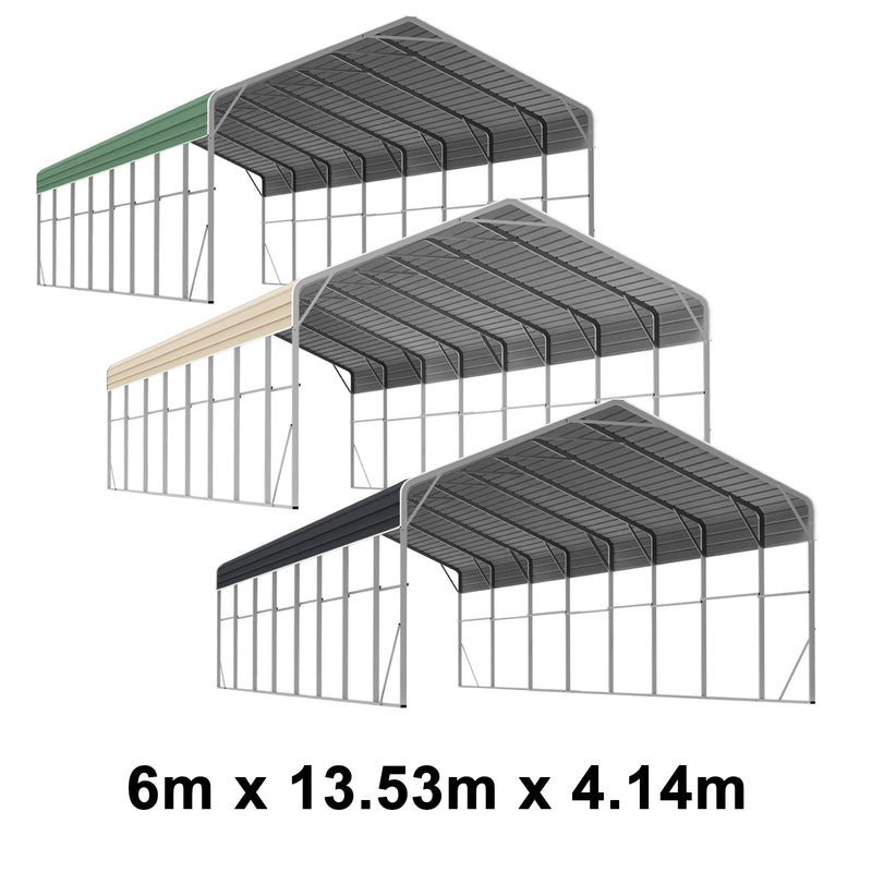 Double Carport 6m x 13.53m x 4.14m Backyard Portable Vehicle & Boat Shelter with Wrapped Roof