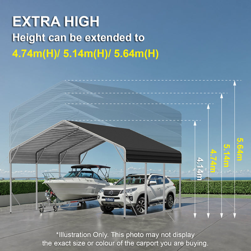 Double Carport 6m x 7.53m x 4.14m Backyard Portable Vehicle & Boat Shelter with Wrapped Roof