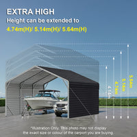 Double Carport 6m Wide x 13.53m Long with Enclosed Side Walls
