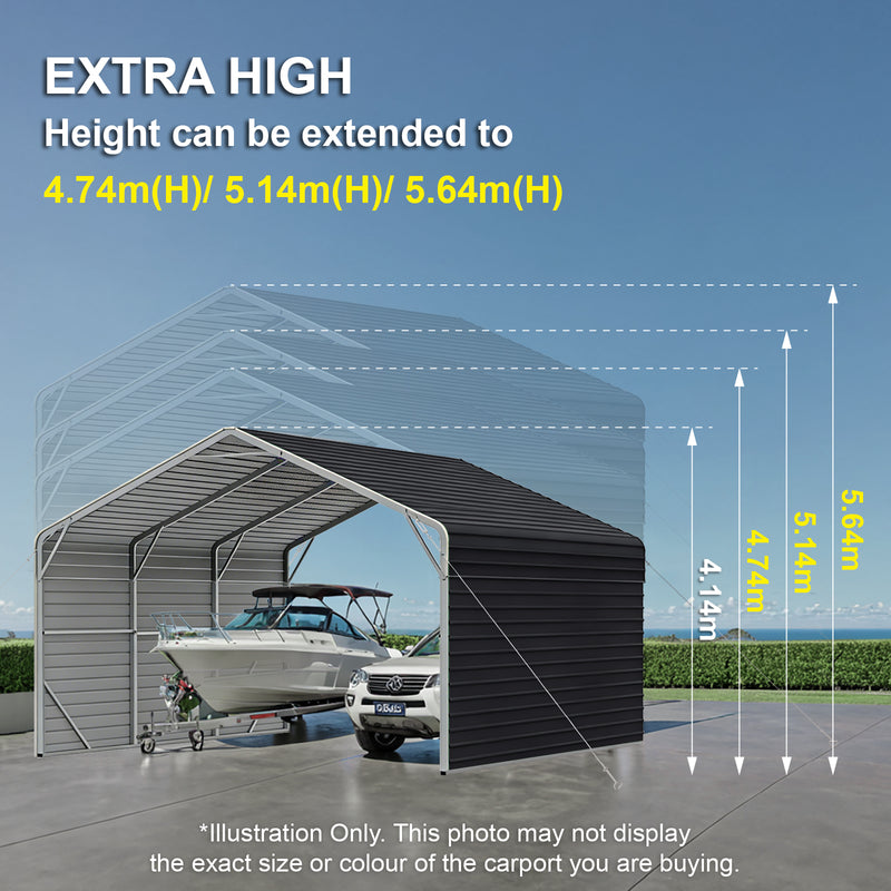 Double Carport 6m Wide x 13.53m Long with Enclosed Side Walls