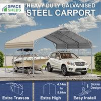 Double Carport 6m x 7.53m x 4.14m Backyard Portable Vehicle & Boat Shelter with Wrapped Roof