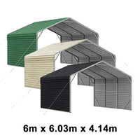 Double Carport 6m Wide x 6.03m Long with Enclosed Side Walls