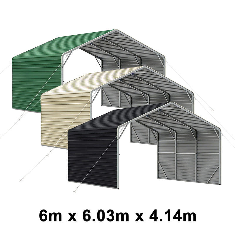 Double Carport 6m Wide x 6.03m Long with Enclosed Side Walls