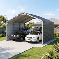 Double Carport 6m Wide x 6.03m Long with Enclosed Side Walls - Granite Grey