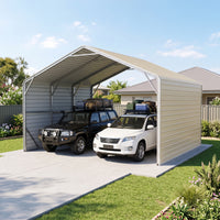 Double Carport 6m Wide x 6.03m Long with Enclosed Side Walls - Smooth Cream