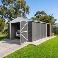Garage Shed 6m x 3.45m x 2.4m (Gable) Double Barn Door Workshop with 4 Internal Trusses