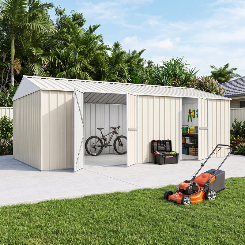 Garden Shed 3.45m x 6m x 2.4m Workshop Side Double doors + PA door