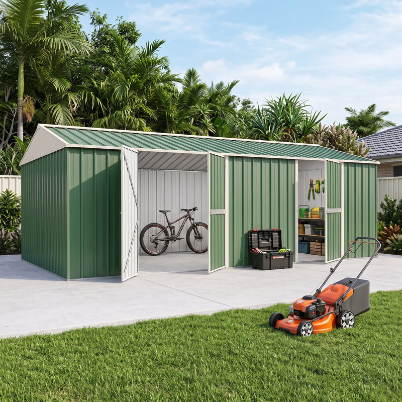 Garden Shed 3.45m x 6m x 2.4m Workshop Side Double doors + PA door