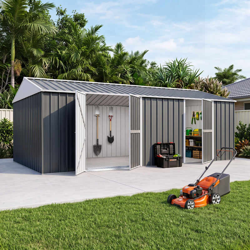 Garden Shed 3.45m x 6m x 2.4m Workshop Side Double doors + PA door