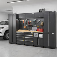 UltraTools 3100mm x 580mm x 2020mm Black Semi-Industrial Workshop Garage Storage Cabinet Set