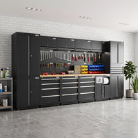 UltraTools 3718mm x 580mm x 2020mm Black Semi-Industrial Workshop Garage Storage System