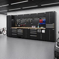 UltraTools 4350mm x 580mm x 2020mm Black Semi-Industrial Workshop Garage Storage Cabinet Set