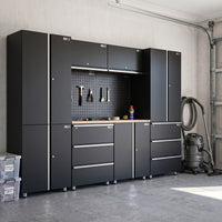 UltraTools 2704mm x 500mm x 1870mm Black Workshop Garage Storage Cabinet Set