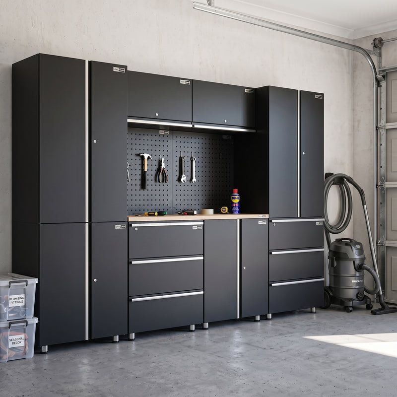 UltraTools 2704mm x 500mm x 1870mm Black Workshop Garage Storage Cabinet Set