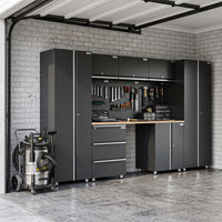 UltraTools 3380mm x 500mm x 1870mm Black Workshop Garage Storage Tall Cabinet Set - Workbrech
