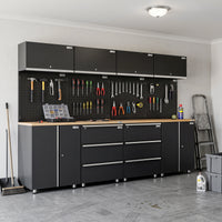 UltraTools 2704mm L x 500mm W x 1870mm H Black Workshop Garage Storage Cabinet Set