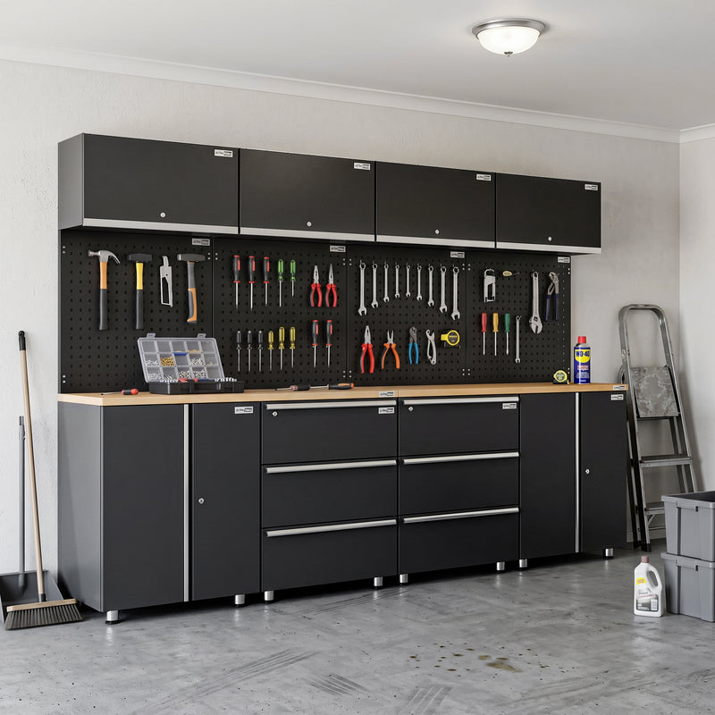 UltraTools 2704mm L x 500mm W x 1870mm H Black Workshop Garage Storage Cabinet Set